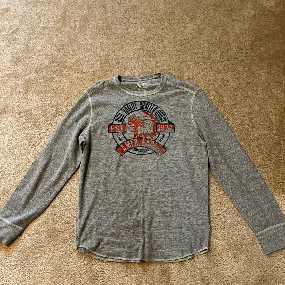 American Eagle Thermal Shirt. Large. Gray.